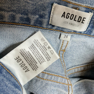 Agolde Classic Blue Pinch Waist High Rise Kick Denim Jeans Size 24