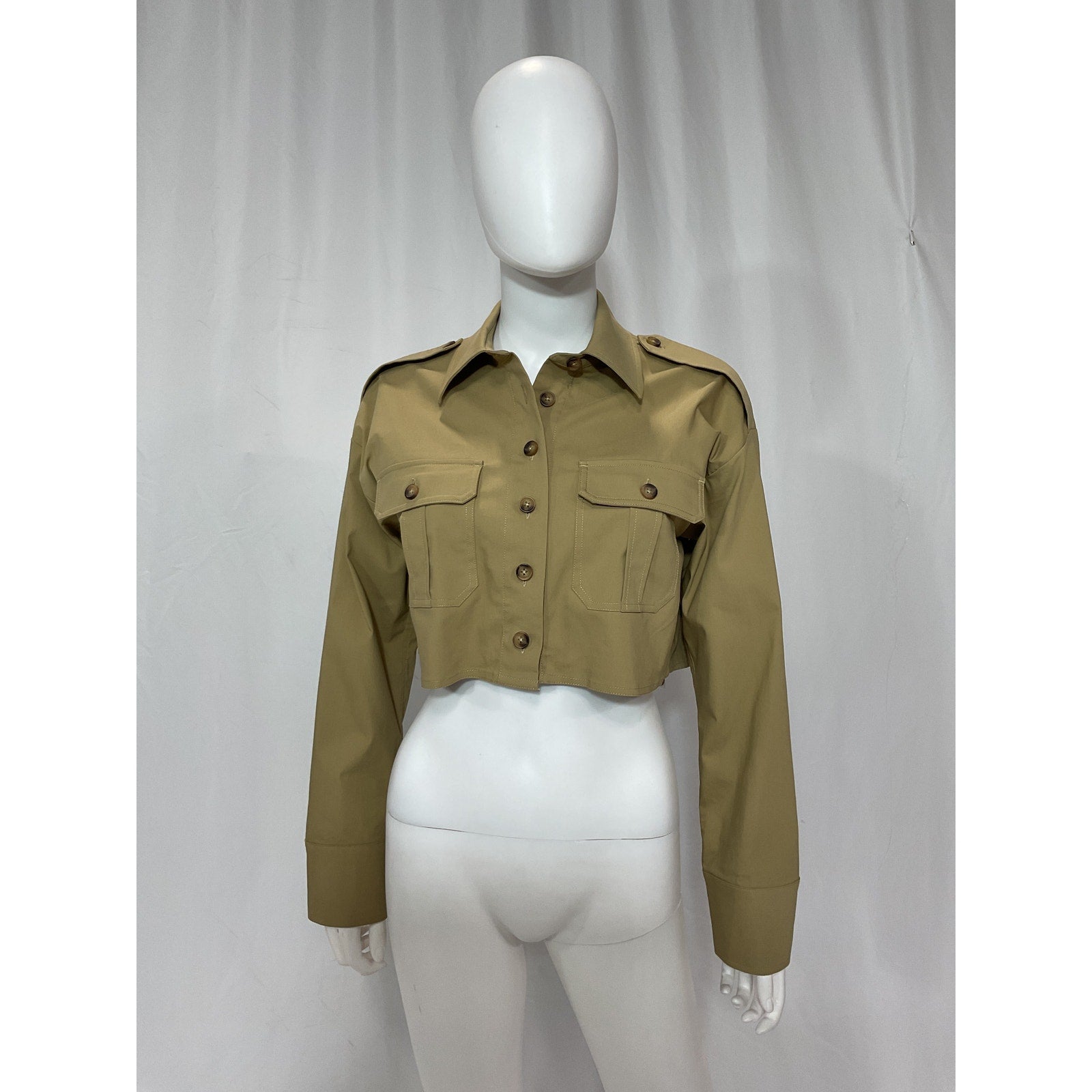L'Academie x 'Marianna' Tan Selia Cropped Cargo Shirt Size XS - NWT