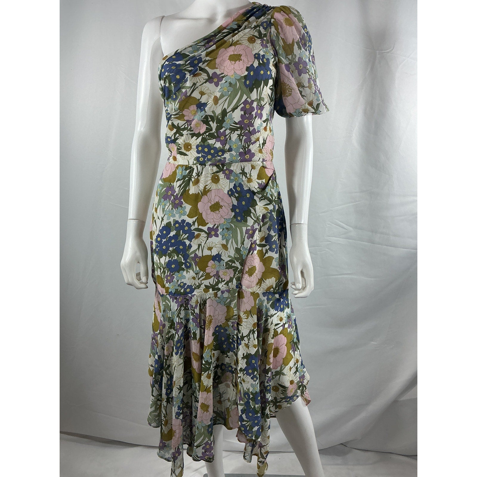 Astr The Label 'Santorini' Purple Polyester One Shoulder Midi Dress Size S