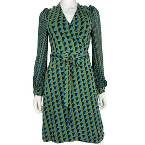 Diane Von Furstenberg Printed Multicolor Gala Wrap Dress Size S