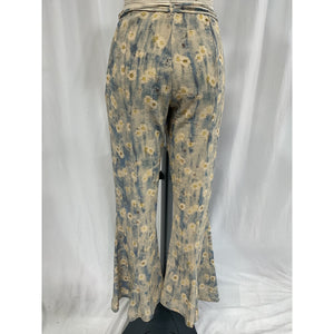 Acne Studios Floral-Print Blue Crepe De Chine Flared Pants Size 10