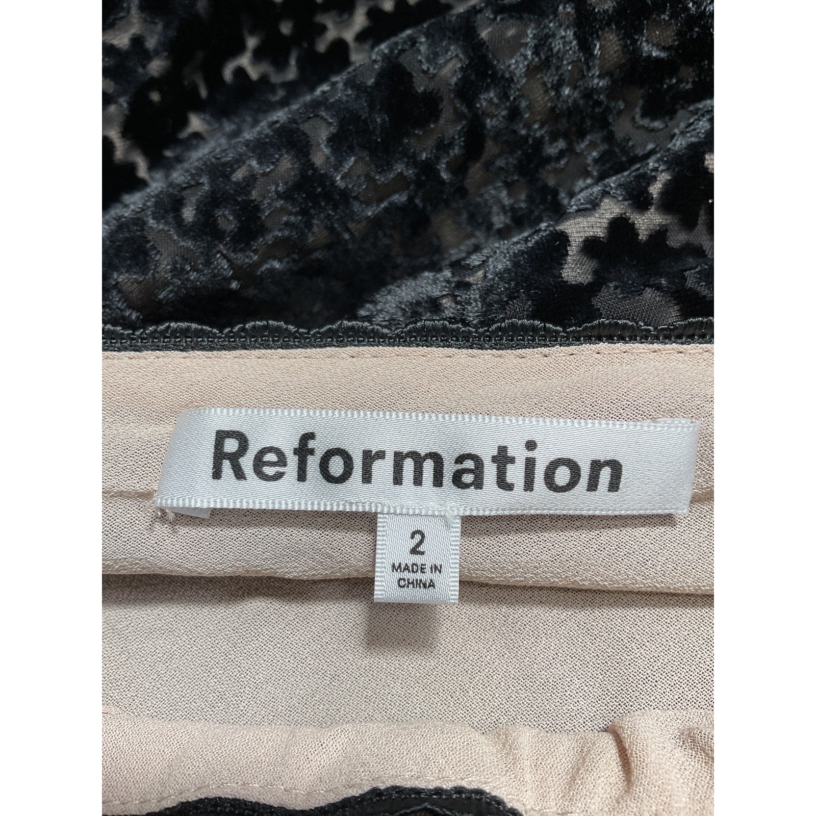 Reformation 'Layla' Black Velvet Skirt Size 2