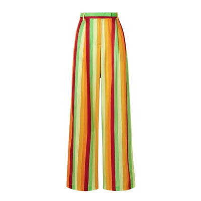 Christopher John Rogers Vibrant Saffron Striped Twill Wide-Leg Pants Size US 2