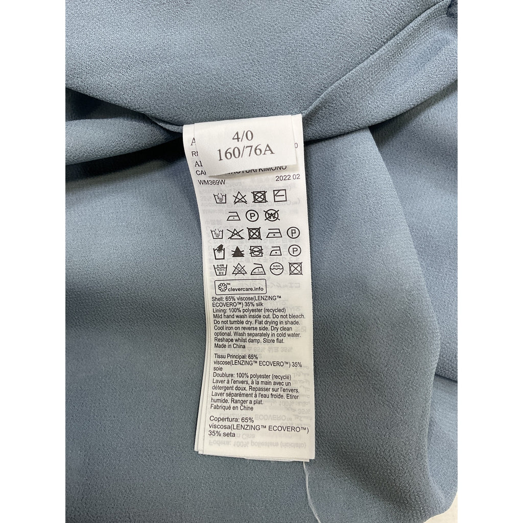 Allsaints 'Carina' Blue Viscose Kuroyuri Silk Blend Kimono Coat Size
