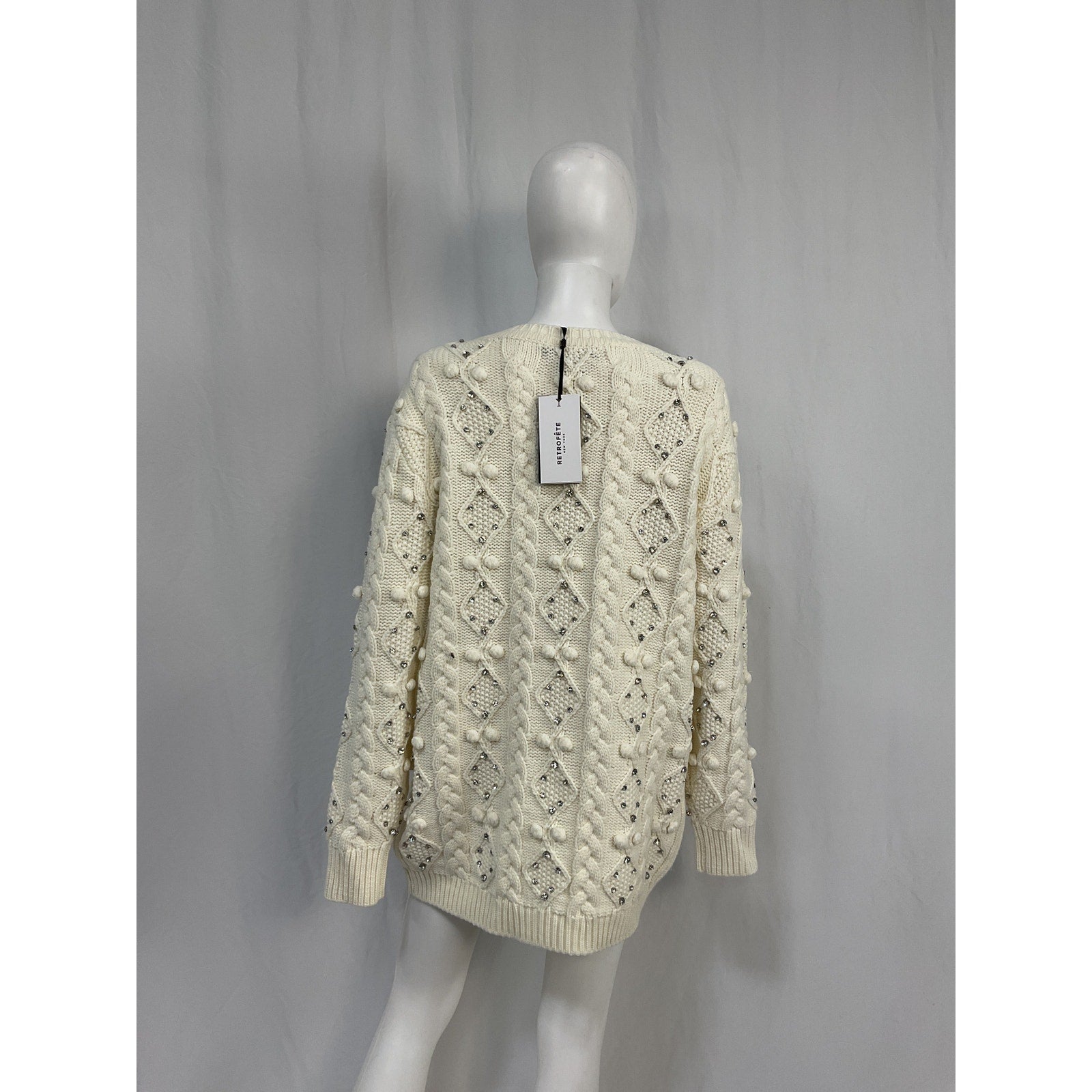 Retrofete 'Maple' White Acrylic Embellished Sweater Dress Size S - NWT