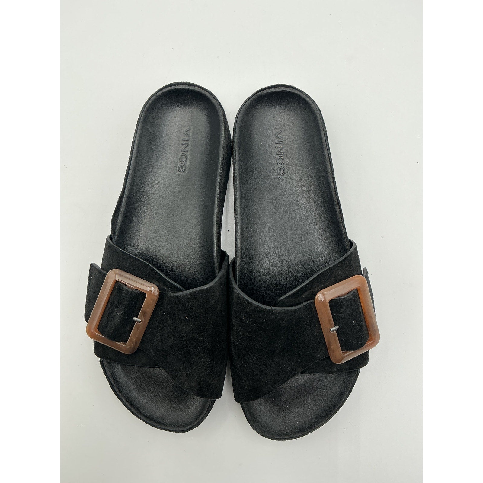 Vince 'Grant' Black Leather Slide Sandal Size 7.5