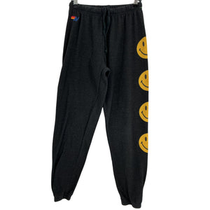 Aviator Nation Graphic Black Smiley Sweatpants Size M
