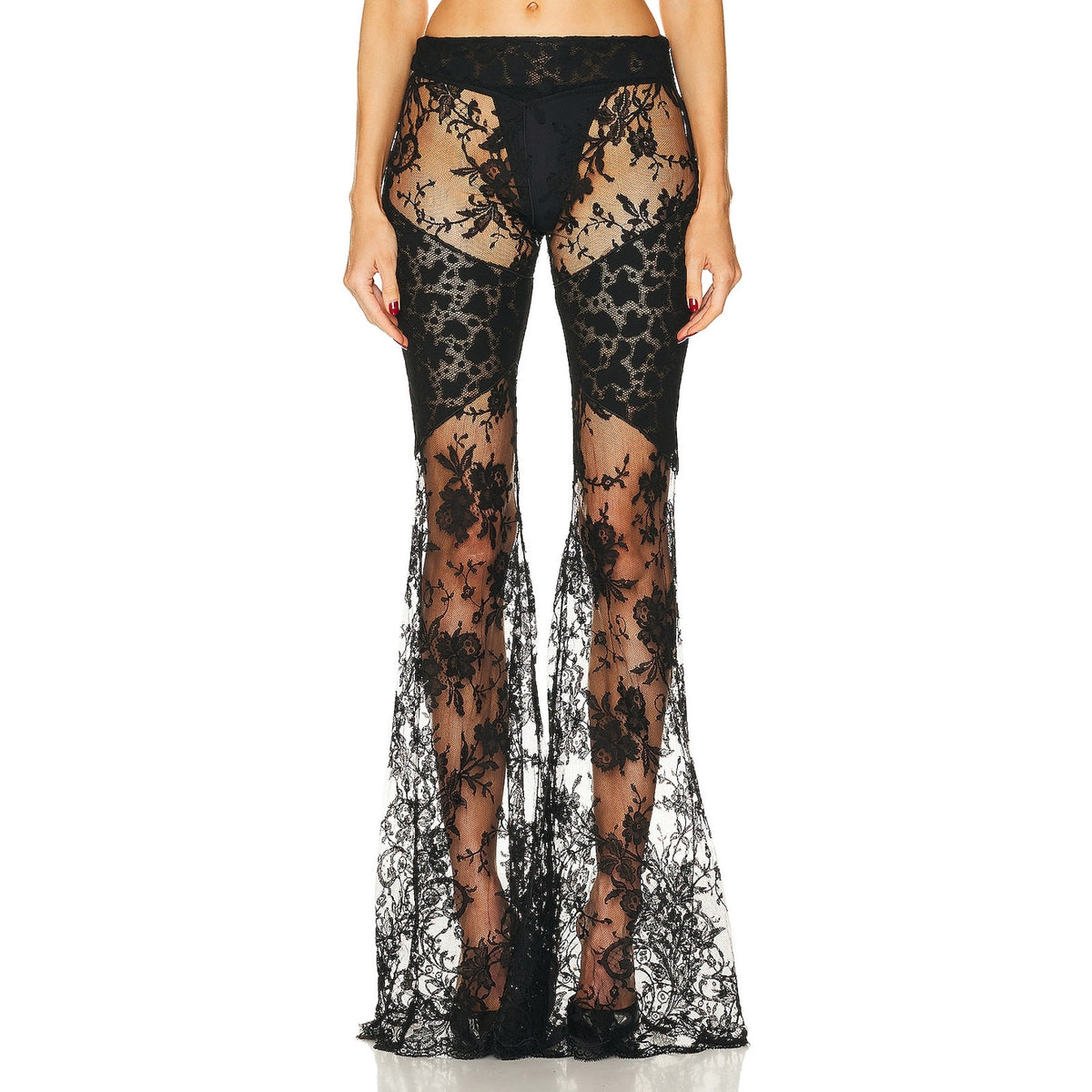 Roberto Cavalli Flared Black Chantilly Lace Pants Size IT 40 NWT