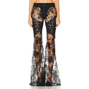Roberto Cavalli Flared Black Chantilly Lace Pants Size IT 40 NWT