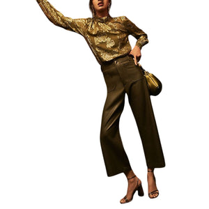 Maeve Faux Leather Moss Colette Pants Size 32 NWT