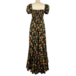 Caroline Constas Romantic Black Multi Vacation Floral Gianna Dress Size S
