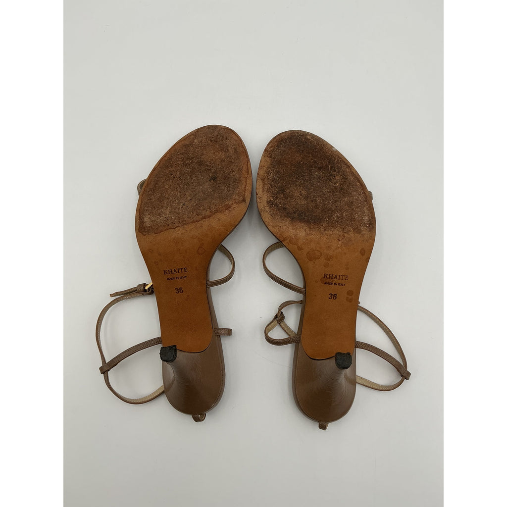 Khaite 'Jones' Tan Leather Sandals Size 6