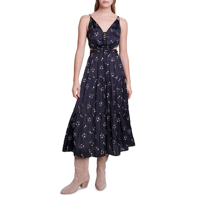 Maje Satin Embellished Black Rosolita Dress Size 34