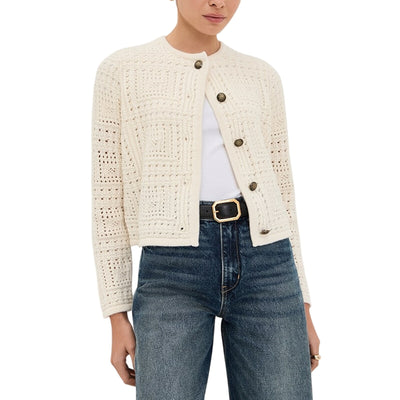 Nili Lotan Textured Ivory Harry Cardigan Size L