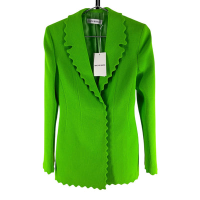 Mach & Mach Scalloped Green Crepe Blazer Dress Size 36 EU / US XS NWT