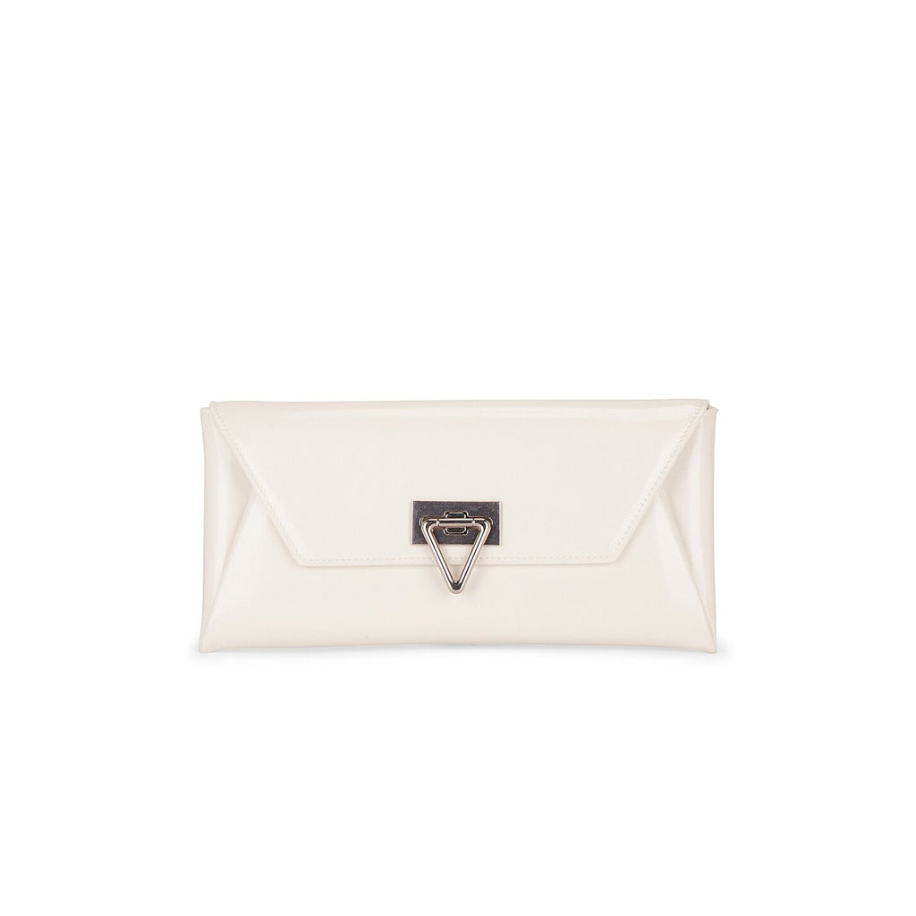 Bottega Veneta Small Point White Leather Lock Clutch