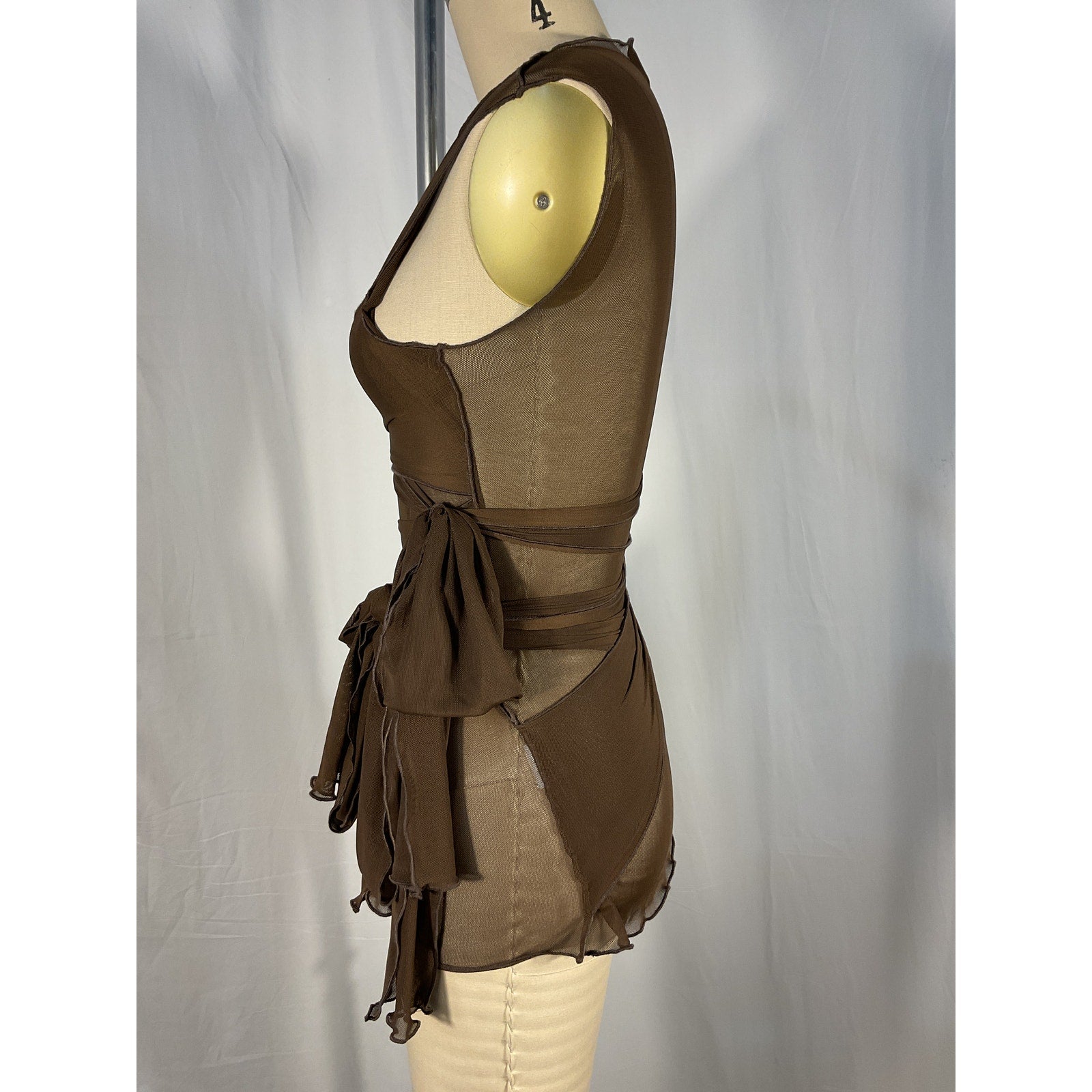 Kim Shui Jersey Brown Tie Top Size S