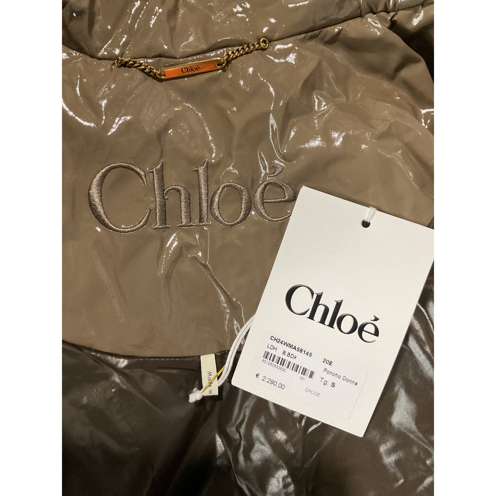 Chlo� Brown Cotton Cropped Lacquered Capelet Jacket Size S - NWT