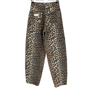 Ganni Chic Multicolor Leopard Print High Rise Tapered Denim Jeans Size 24