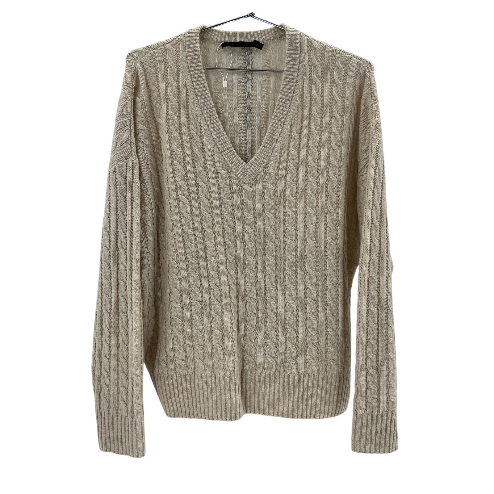 Jenni Kayne 'Nell' Beige Wool V-Neck Sweater Size S