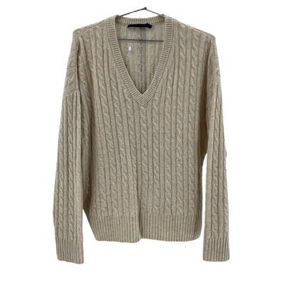 Jenni Kayne 'Nell' Beige Wool V-Neck Sweater Size S