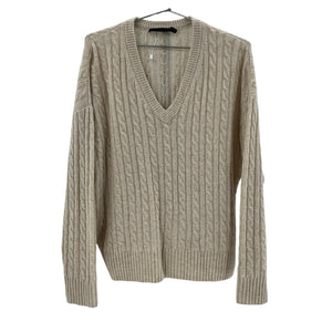 Jenni Kayne 'Nell' Beige Wool V-Neck Sweater Size S