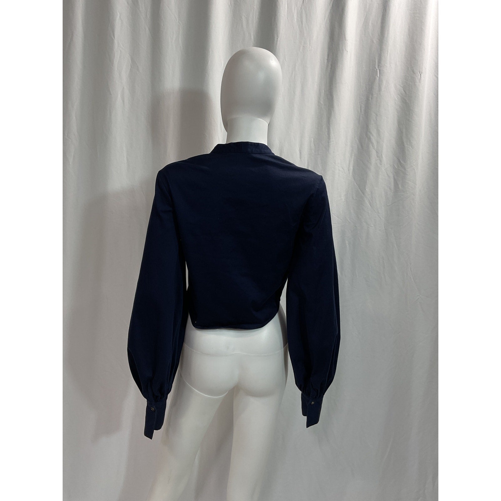 Auteur 'Harri' Navy Poplin Button Top Size M