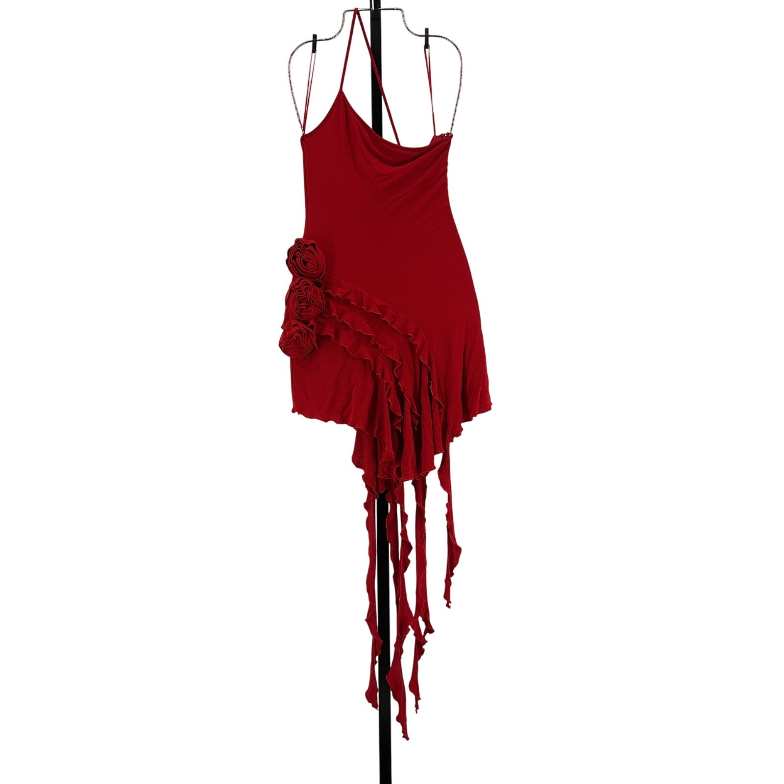 Blumarine 'Asymmetrical' Red Viscose Mini Dress Size 2