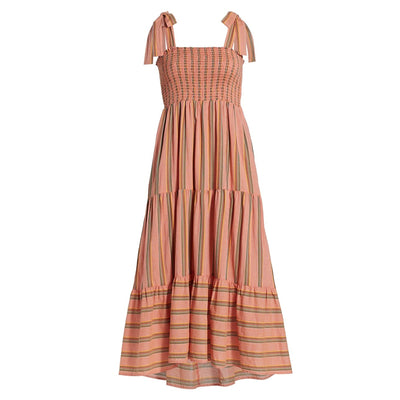 Xirena Striped Terracotta Lorraine Midi Dress Size S