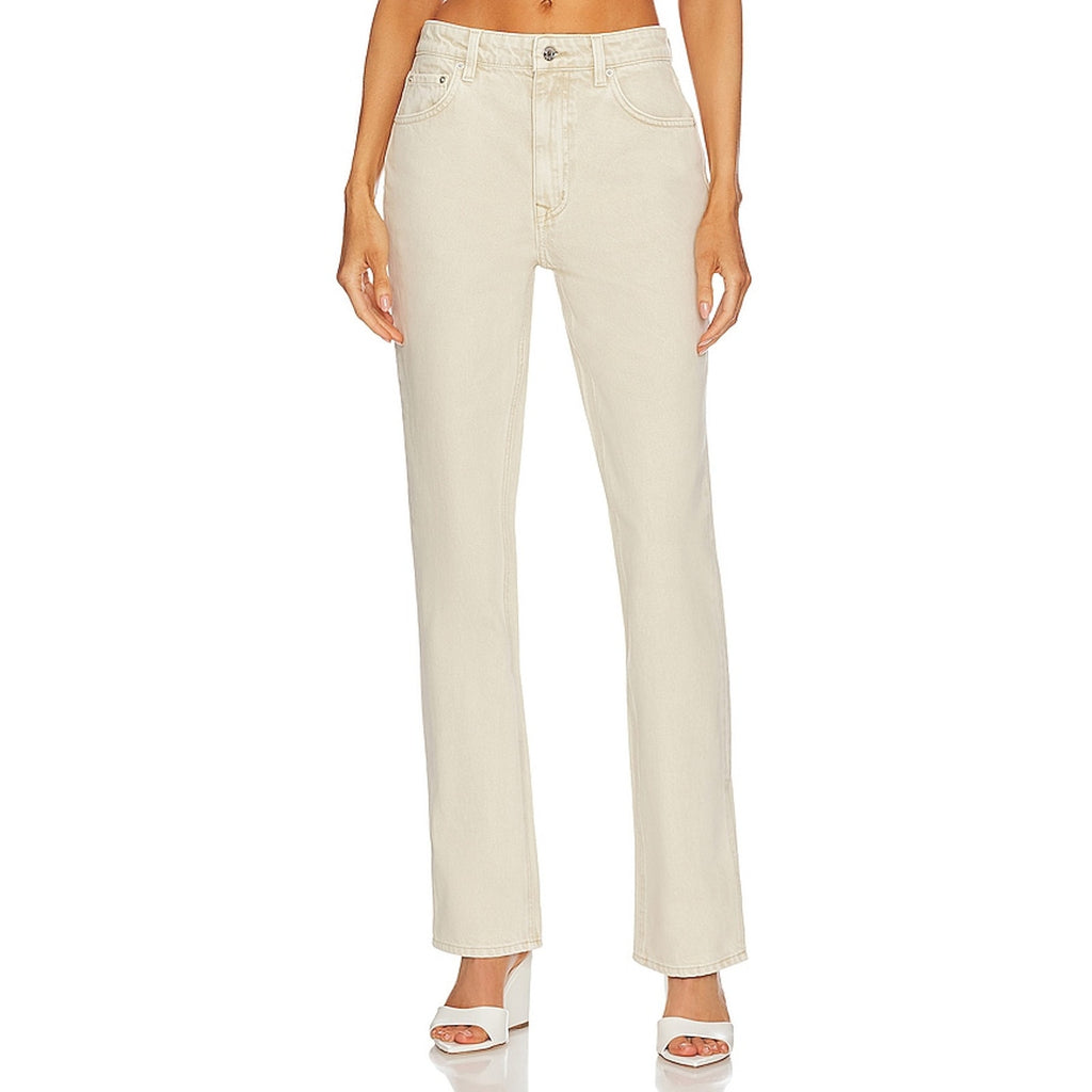 Grlfrnd Harlow High Rise White Cotton Boot With Slit Size 26