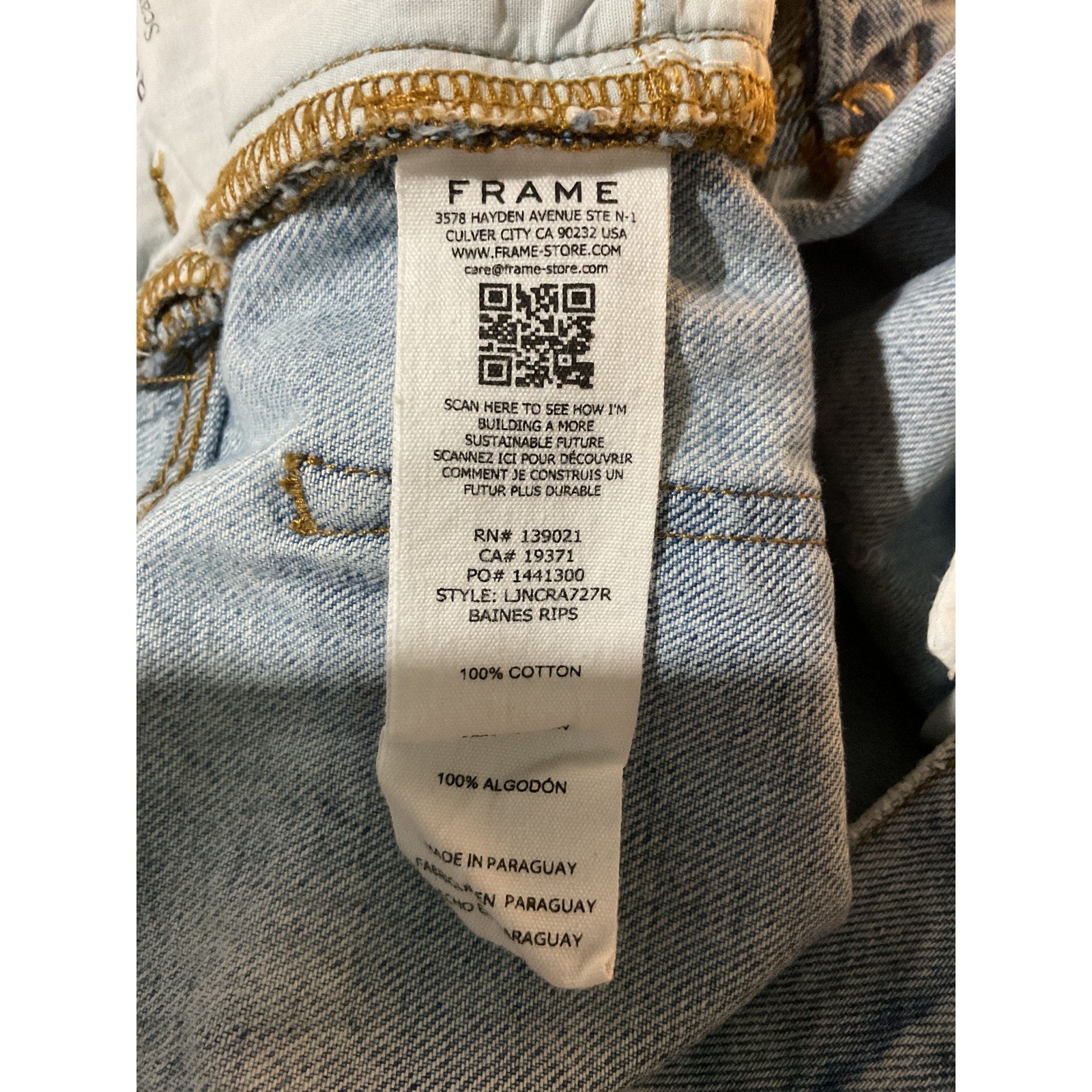 Frame 'Le' Blue Cotton Jane Cropped Denim Jean Size 26