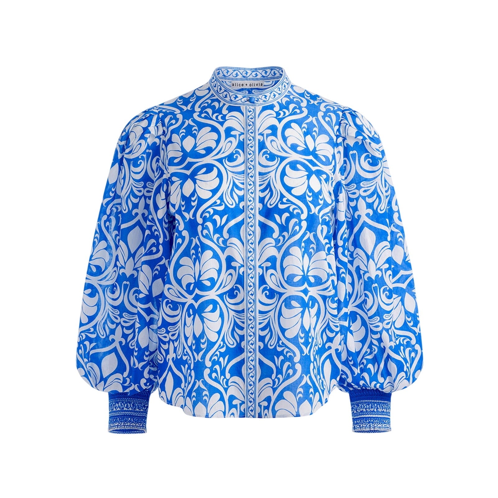 Alice + Olive April Blue Cotton Pleated Blouson-Sleeve Top Size XS