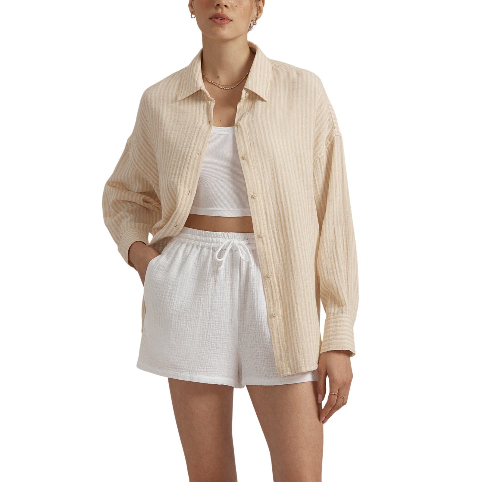 Favorite Daughter White Cotton The Slip It On Short Size XL