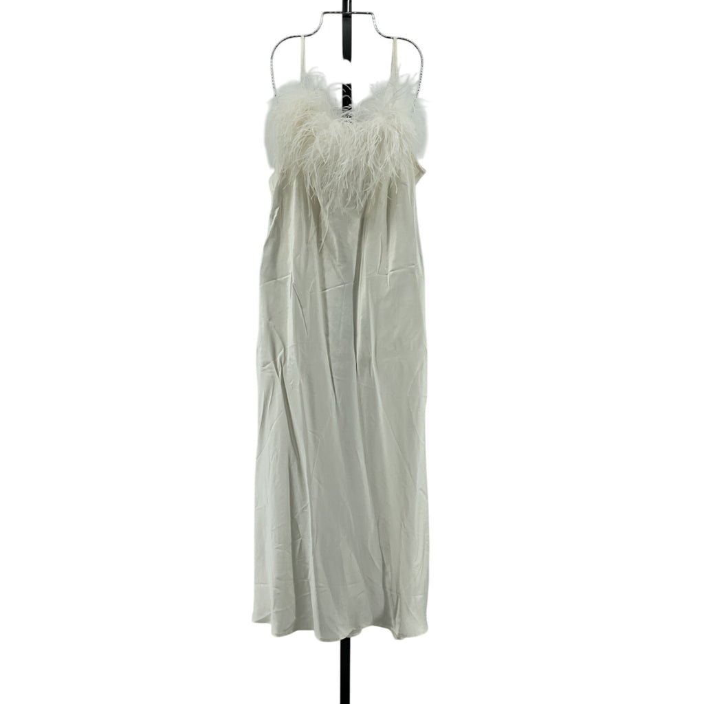 Sleeper 'Boheme' White Rayon Slip Dress With Feathers Size XL