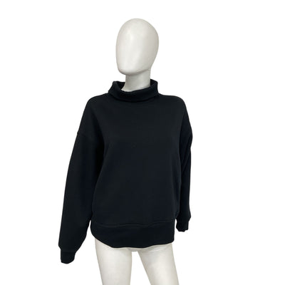Alo Yoga 'Hazy' Black Cotton Mock Neck Pullover Size S
