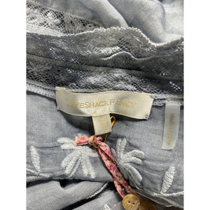 Loveshackfancy Embroidered Washed Denim Ronda Blouse Size XS NWT