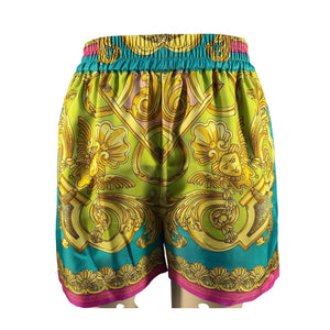 Versace Silk Multicolor Barocco Goddess Shorts 36 IT / 0 US