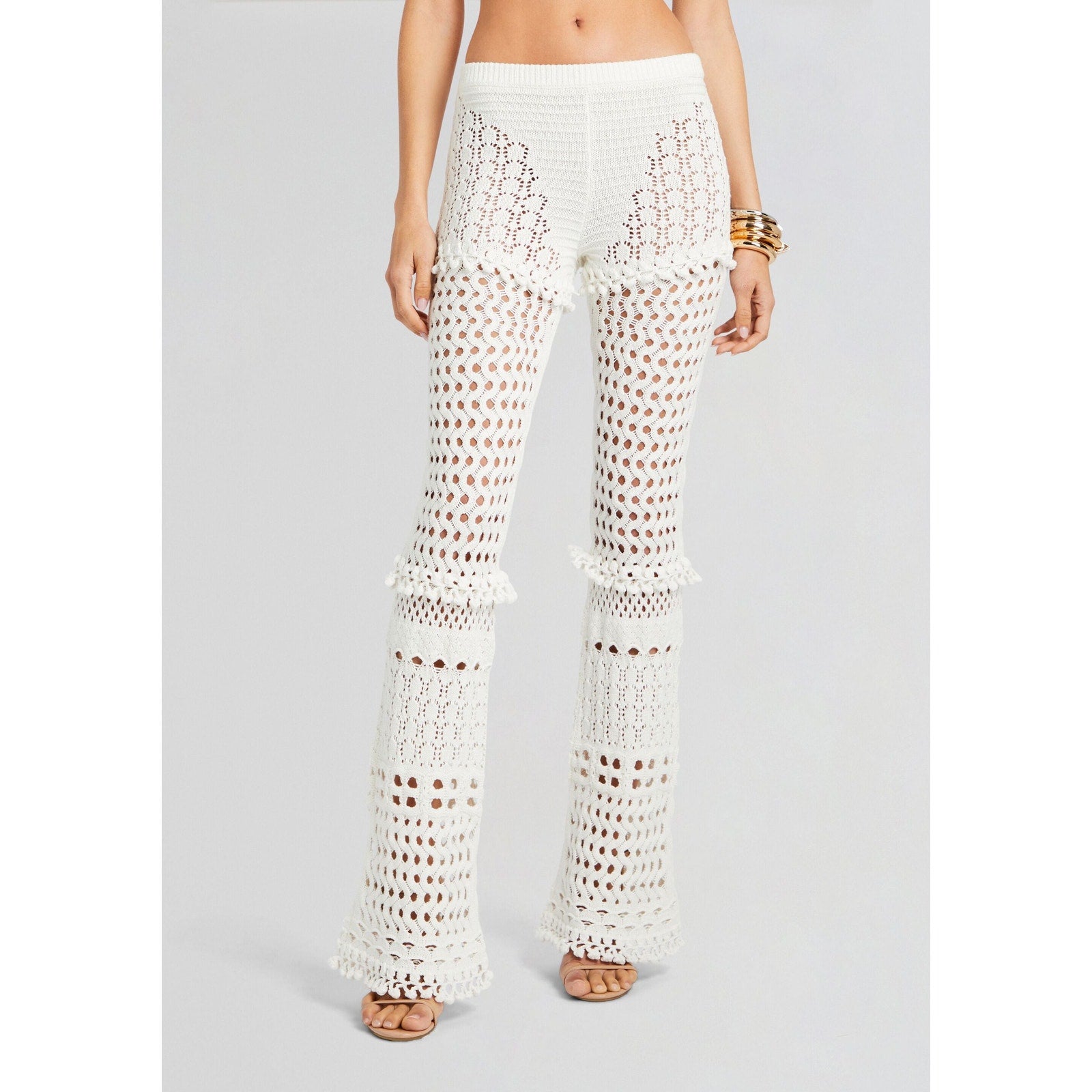 Retrofete 'Kyla' White Cotton Knit Crochet Pant Size XS