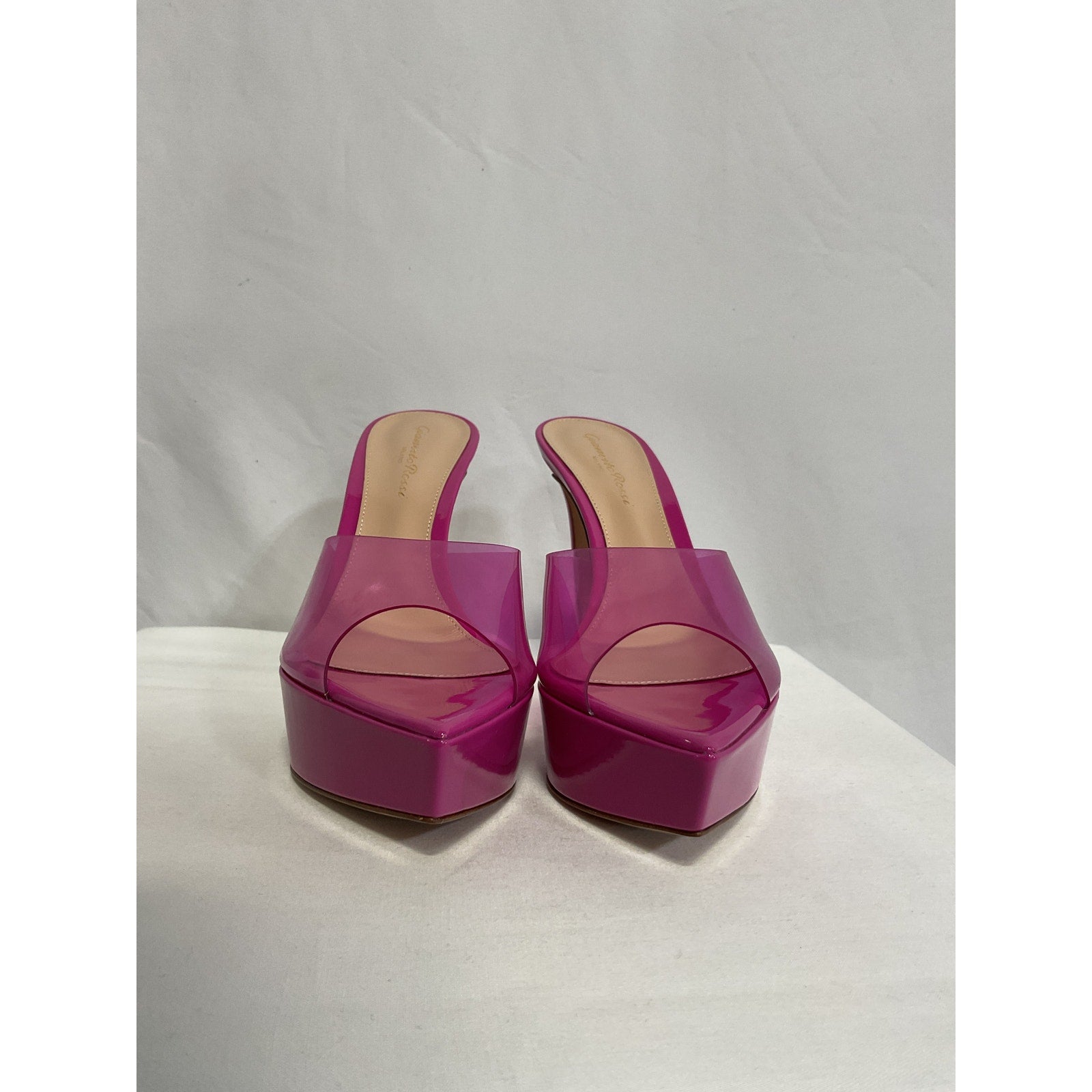 Gianvito Rossi 'Betty' Pink Pvc Platform Stiletto Heel Sandals Size 8 - NWT