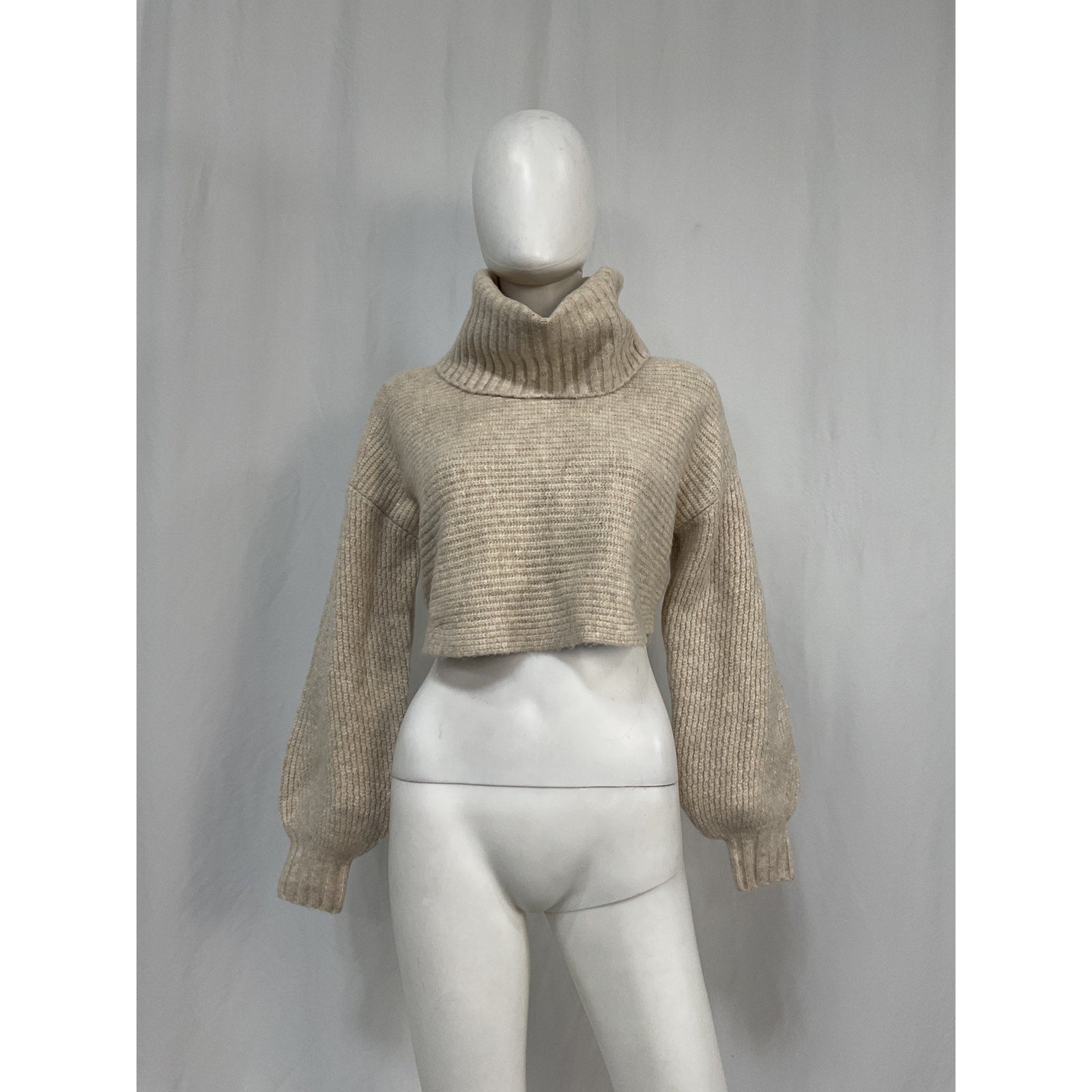 Michael Costello x Revolve  'Safia' Cream Acrylic Peek A Boo Crop Sweater Size S