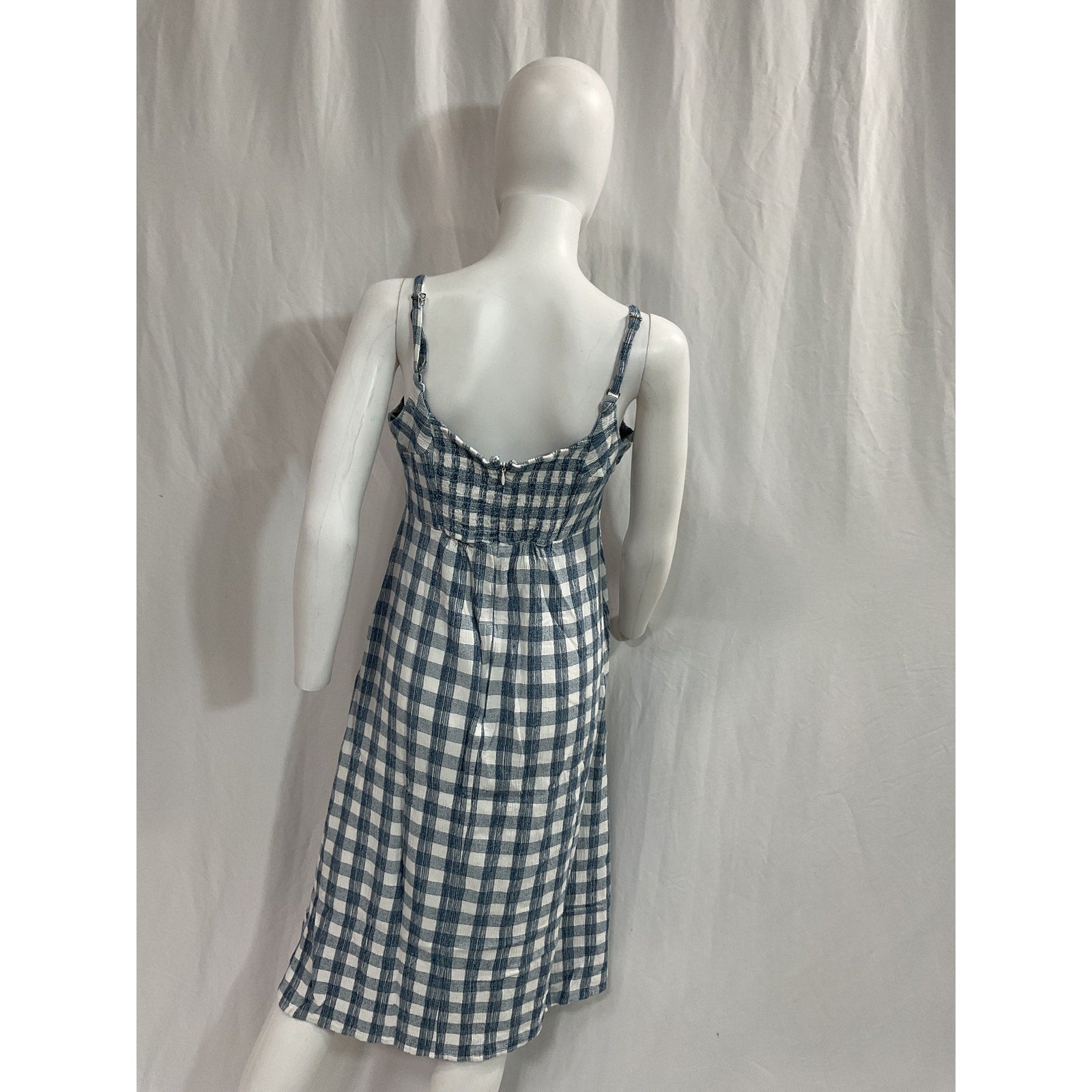 Hatch 'The Nina' Blue Crinkle Plaid  Maternity Dress Size 3