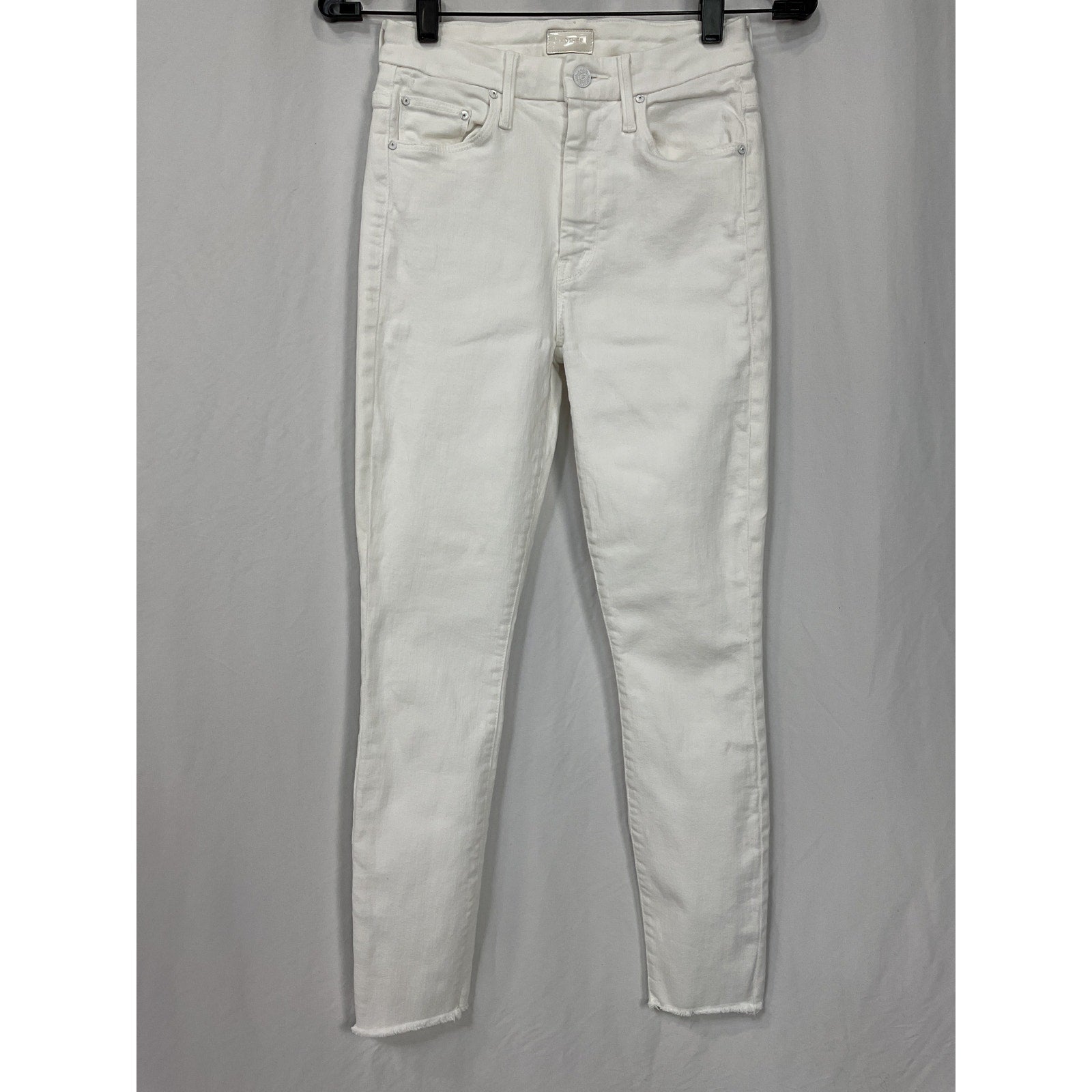 Mother 'The Looker' White High-Rise Ankle Skinny Fray Hem Denim Jean Size 24 (0)