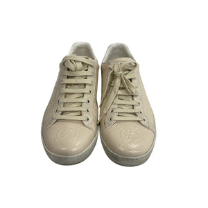 Gucci 'GG Ace' White Leather Embossed Sneaker - Size 10