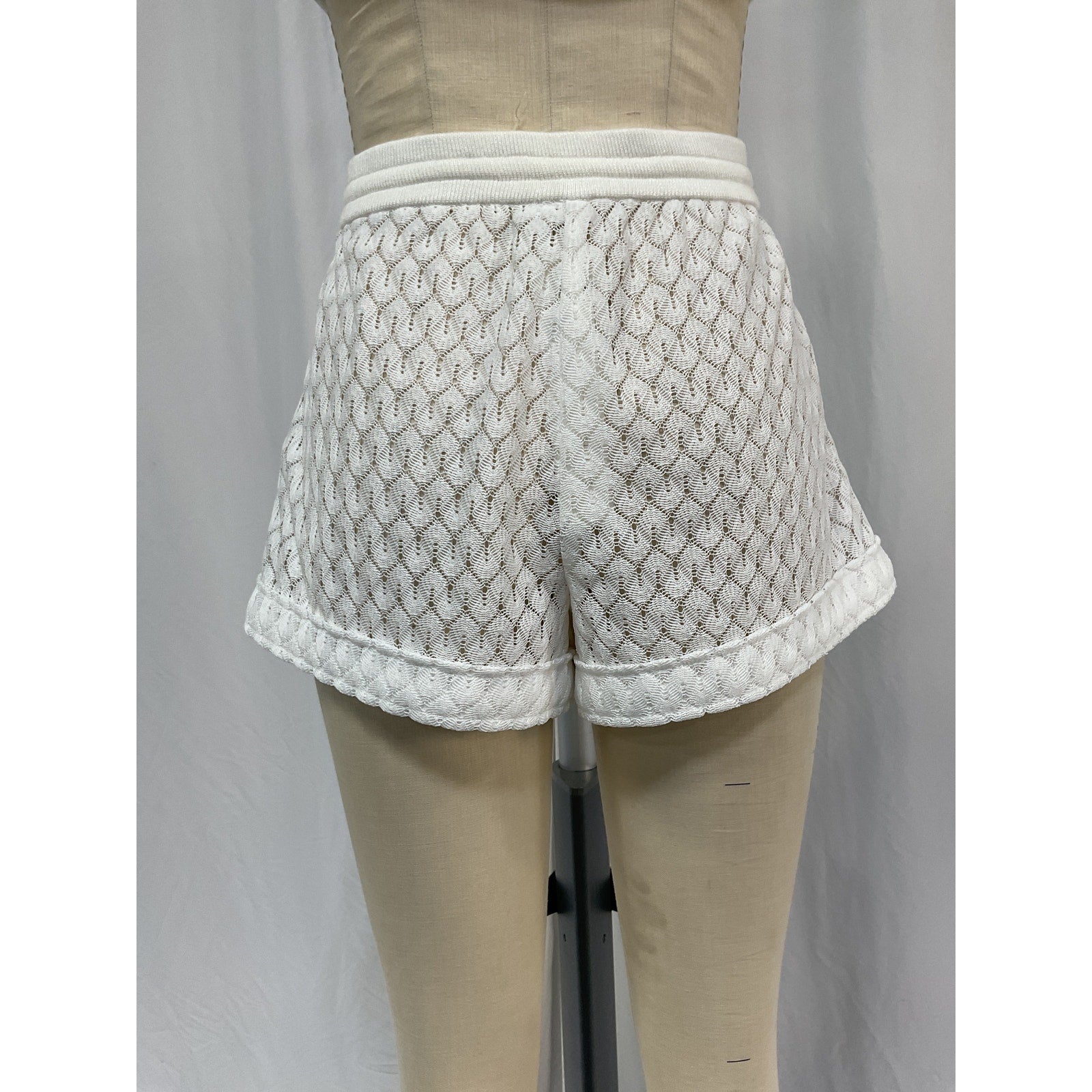 Simkhai 'Clemence' White Polyester Crochet Lace Short Size XS