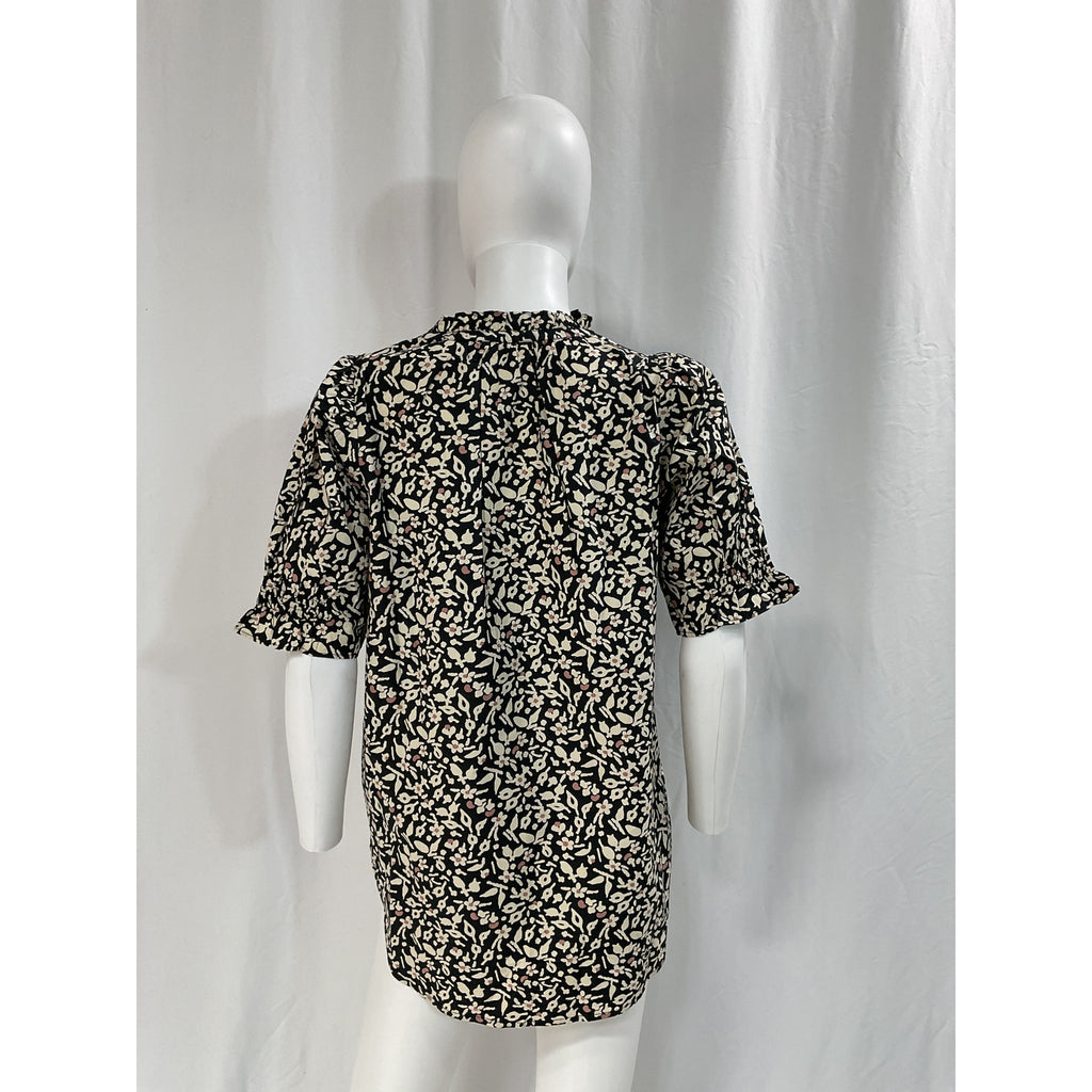 Apiece Apart 'Los Altos' Black Floral Print Top Size S