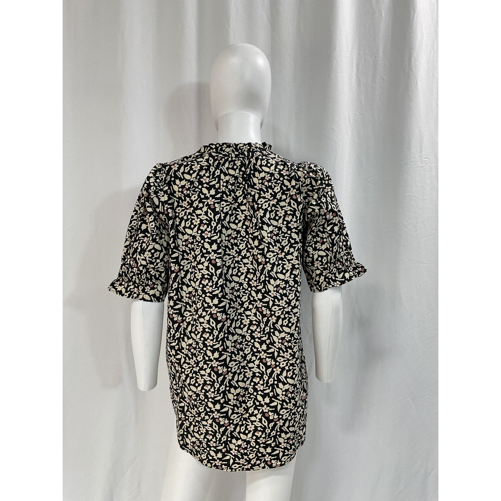 Apiece Apart 'Los Altos' Black Floral Print Top Size S