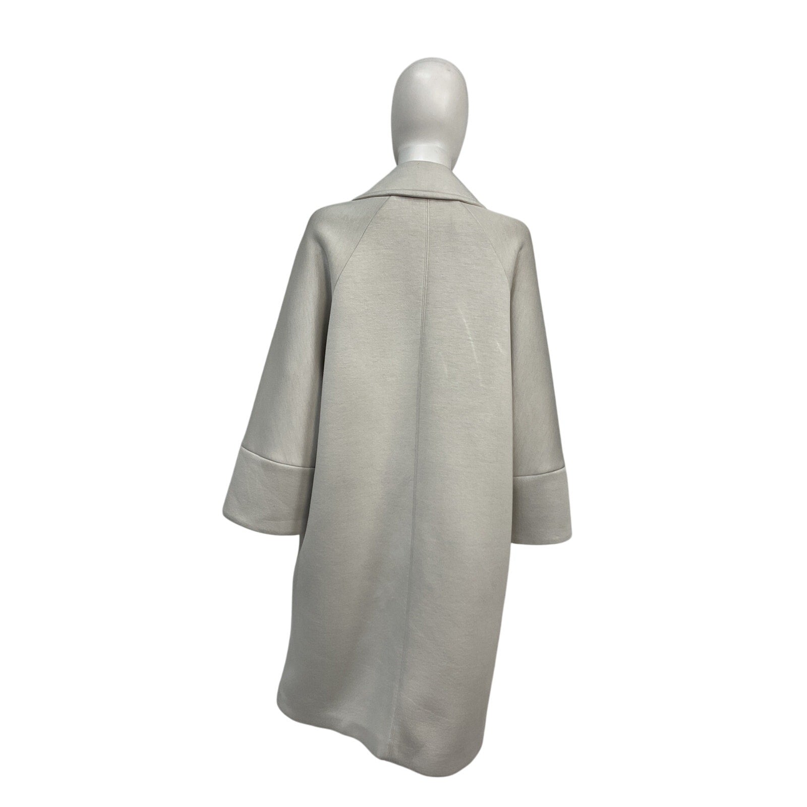 S Max Mara 'Marica' Cream Viscose Double-Breasted Mid-Length Coat With Wide Lapels Size L
