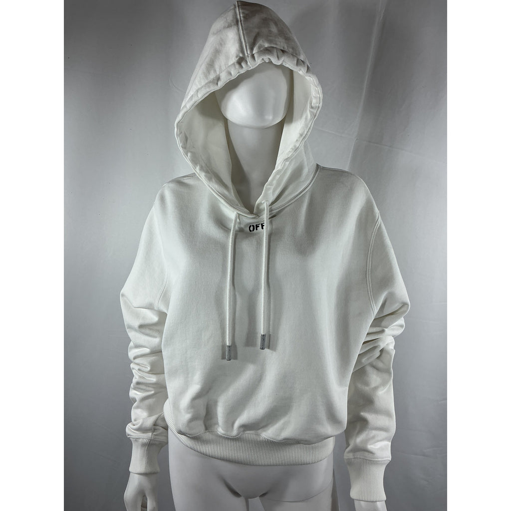 Off-White Off Stamp White Cotton Pullover Hoodie Size S
