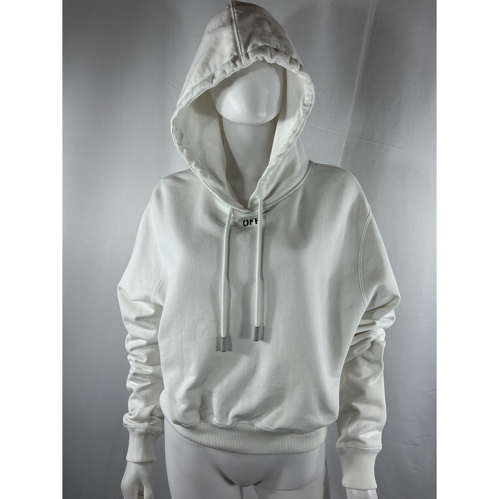 Off-White Off Stamp White Cotton Pullover Hoodie Size S