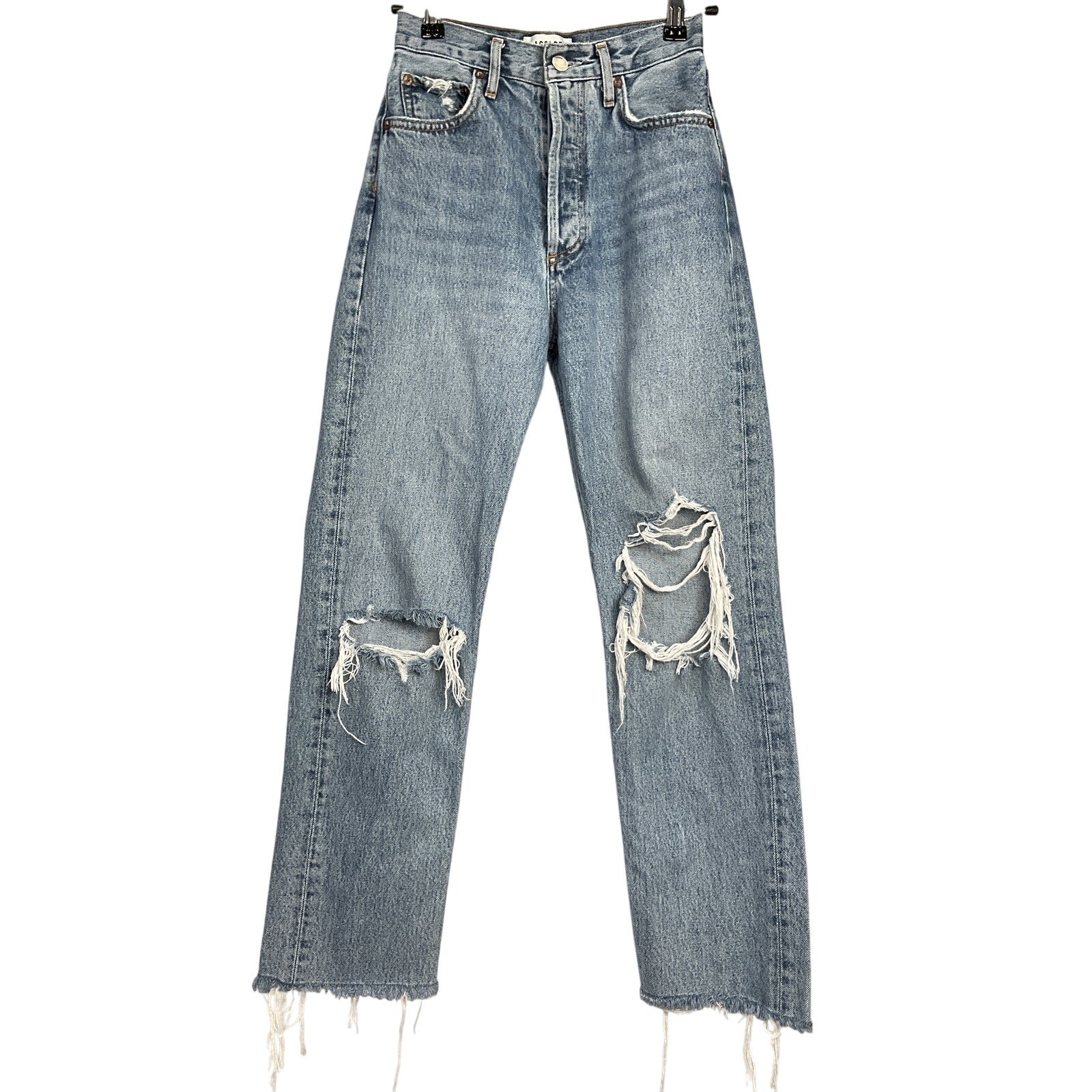 Agolde 'Lana' Blue Cotton Mid Rise Vintage Straight Jeans Size 23